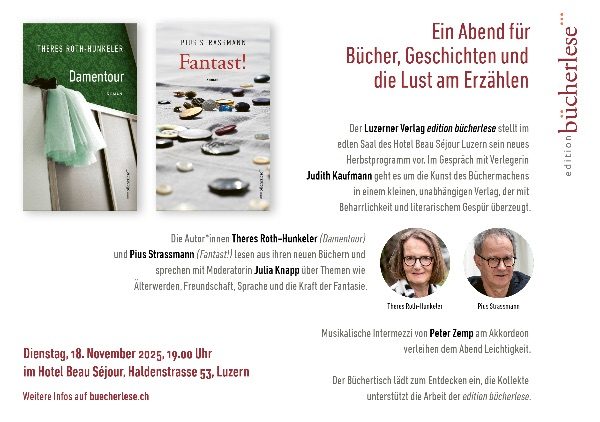 Doppellesung mit Theres Roth-Hunkeler und Pius Strassmann